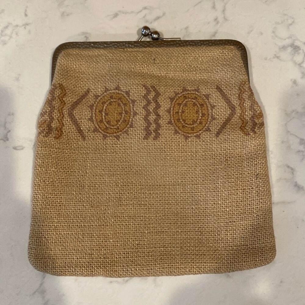Vintage hobo burlap metal clasp summer vacation coastal snap lock